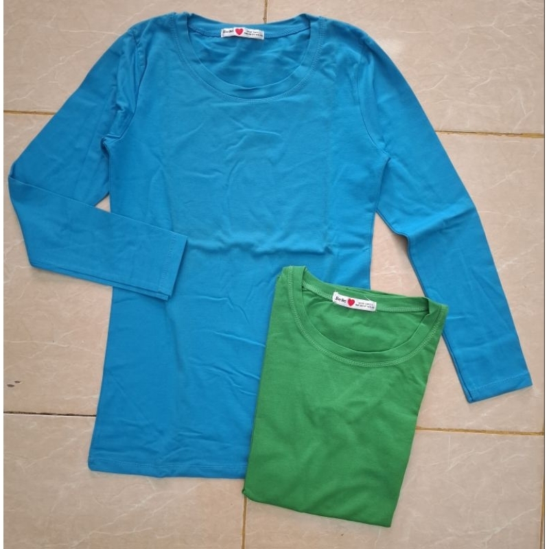 Preloved Kaos Lengan Panjang Polos Wanita Cewek Belle Original