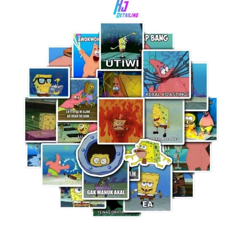 

Sticker Pack Meme Spongebob Aesthetic Paper Vinyl Waterproof Dekorasi Stiker Laptop Buku Journal Koper