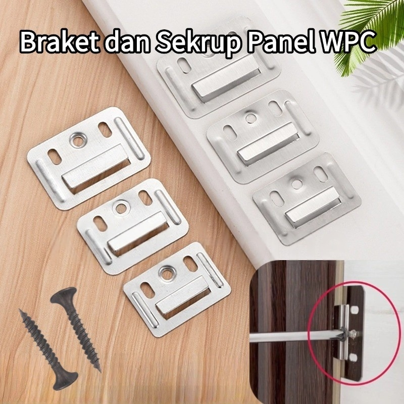100PCS Clip Wood Pannel WPC /Braket dan Sekrup Panel WPC / Klip Panel WPC // Klip Panel WPC / Braket