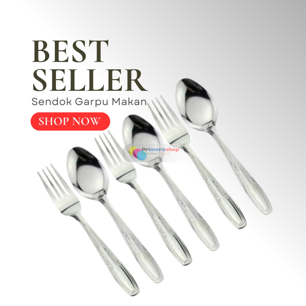 Sendok Garpu Makan Set Stainless Tebal Lusinan / Sendok Batik Stenlis Murah 1 Lusin