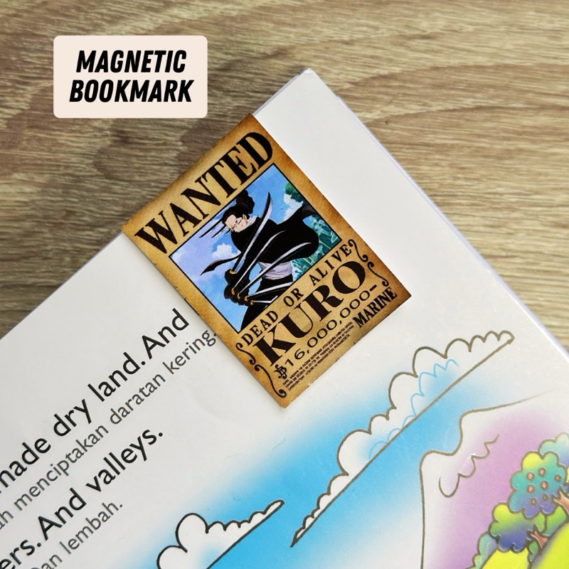 

Magnetic Bookmark Wanted Kuro One Piece - Pembatas Buku Gambar Karakter Kartun Anime One Piece Bajak Laut
