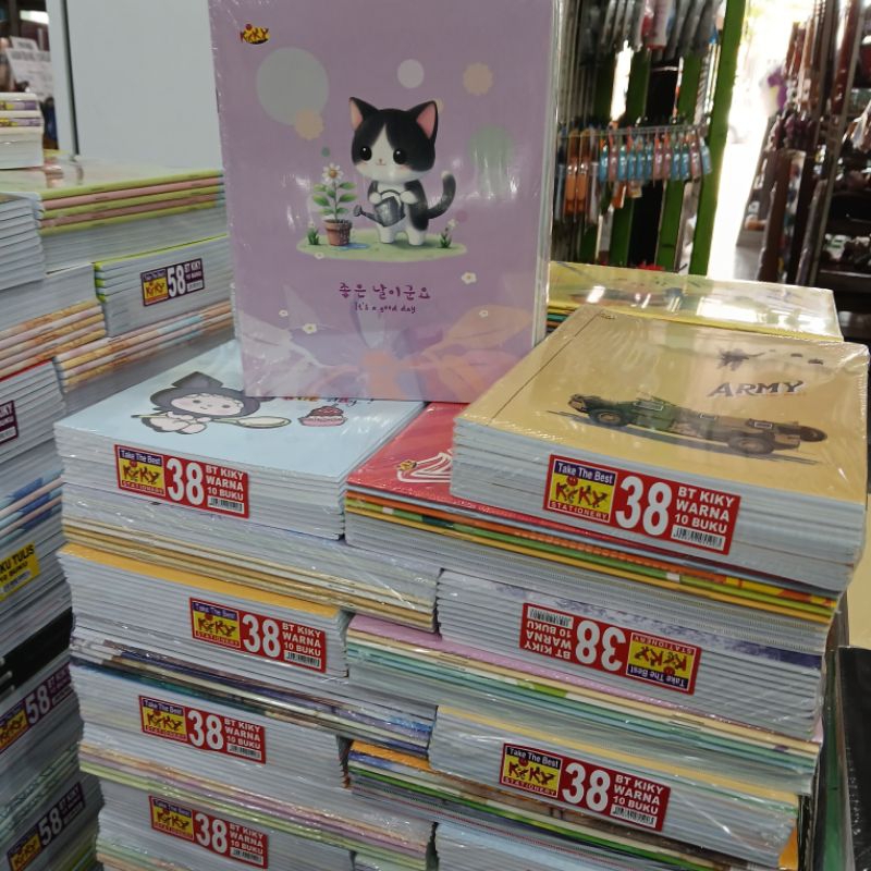 

Buku Tulis Kiky Garis Berwarna Isi 38 Lembar 1Pack 10 Buku