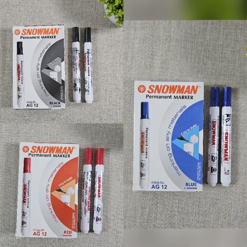 

SpidoL permanen snowman AG12/spidol marker snowman hitam biru merah perpcs