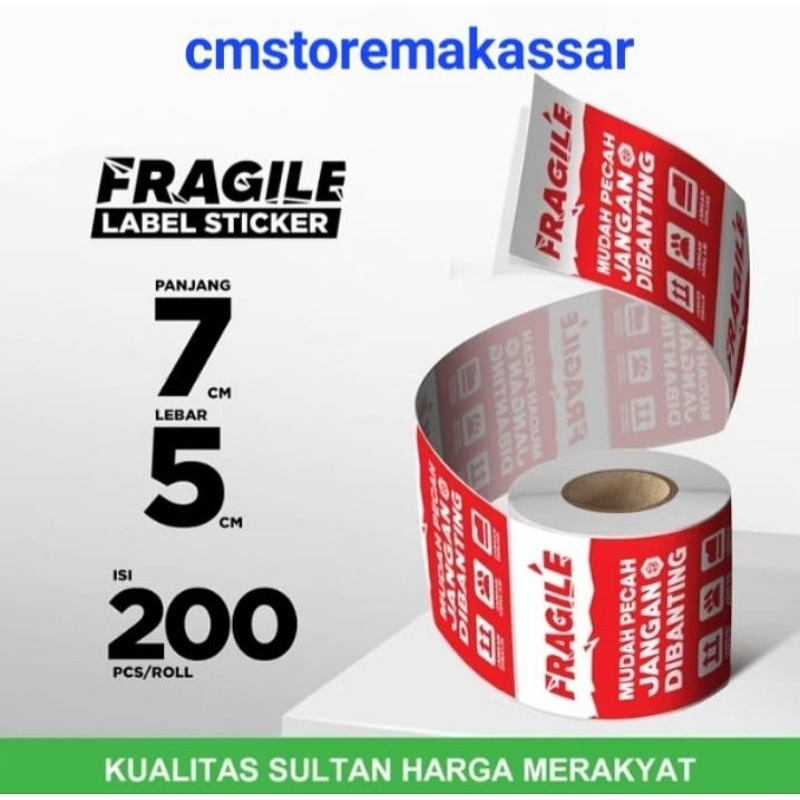 

Stiker Fragile Mudah Pecah Jangan Dibanting 1 Roll Isi 200 Lembar Ukuran 7 cm x 5 cm Sticker Jangan Dibalik Jangan Kena Air Jangan Diinjak