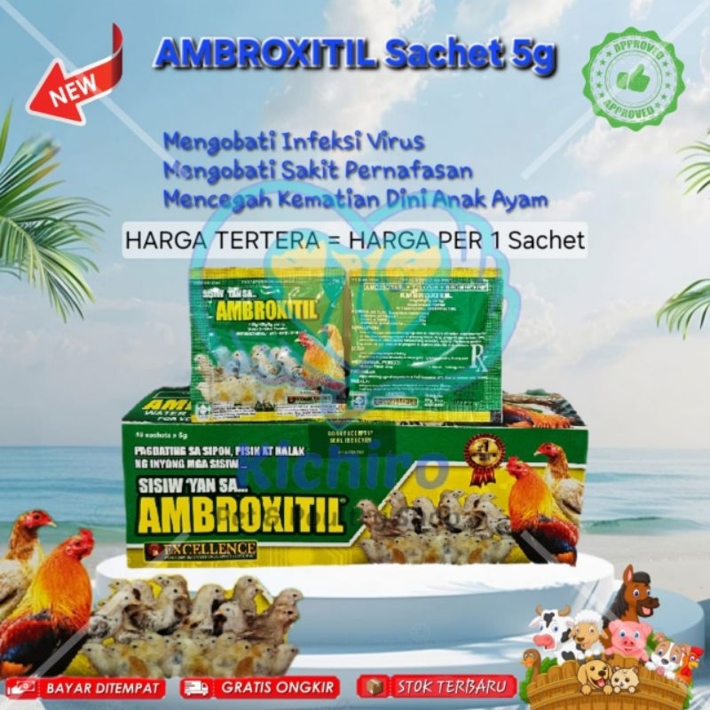 Ambroxitil isi 5 gram Import Filipina Philipin Amoxicillin Tylosin Bromhexin Obat Anti Bakteri Antib