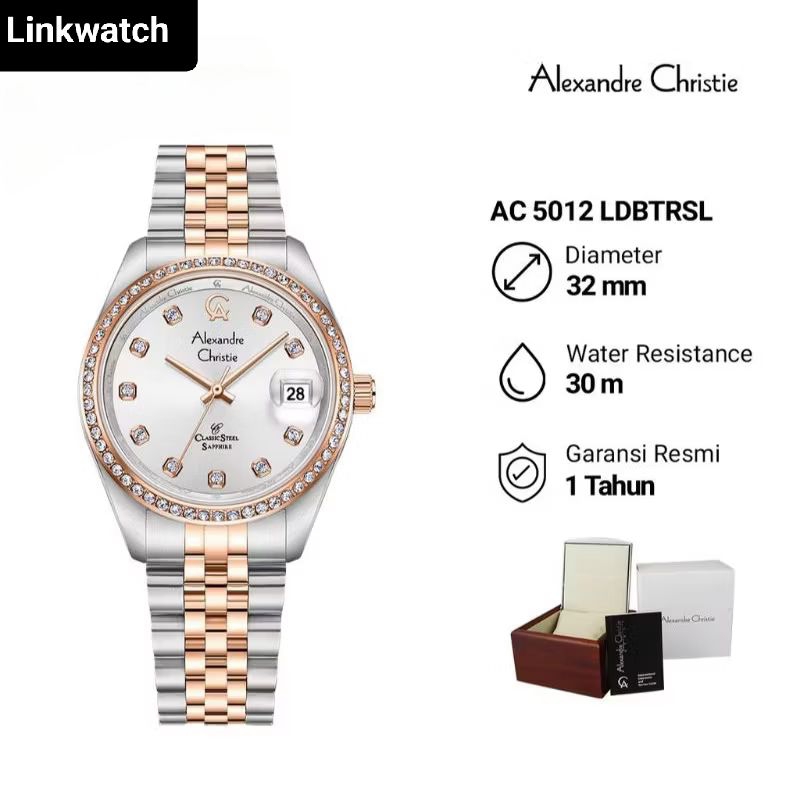 Jam tangan wanita Alexander Christie 5012 LDBTRSL Analog Stainless steel strap Original Garansi Resm