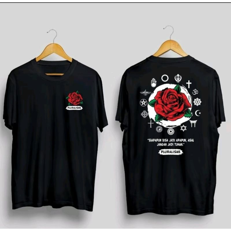 Kaos Pluralisme Bunga Mawar / Baju Distro Pluralisme Bunga Mawar / Pakaian Pria Dan Wanita