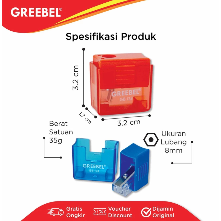 

GREEBEL - Rautan Serutan Pensil Sharpener GB-124