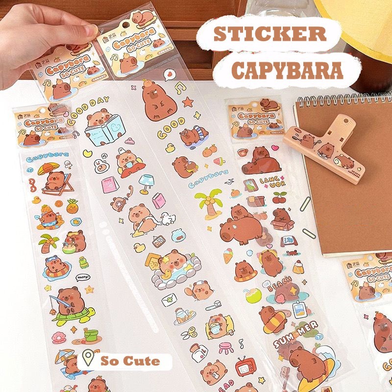

ozozshop - STICKER PANJANG AESTHETIC WATERPROOF ANAK KARAKTER CAPYBARA #ST117 STICKER LUCU ANTI AIR KARAKTER 4 LEMBAR PER PACK STICKER DIY JURNAL ANAK
