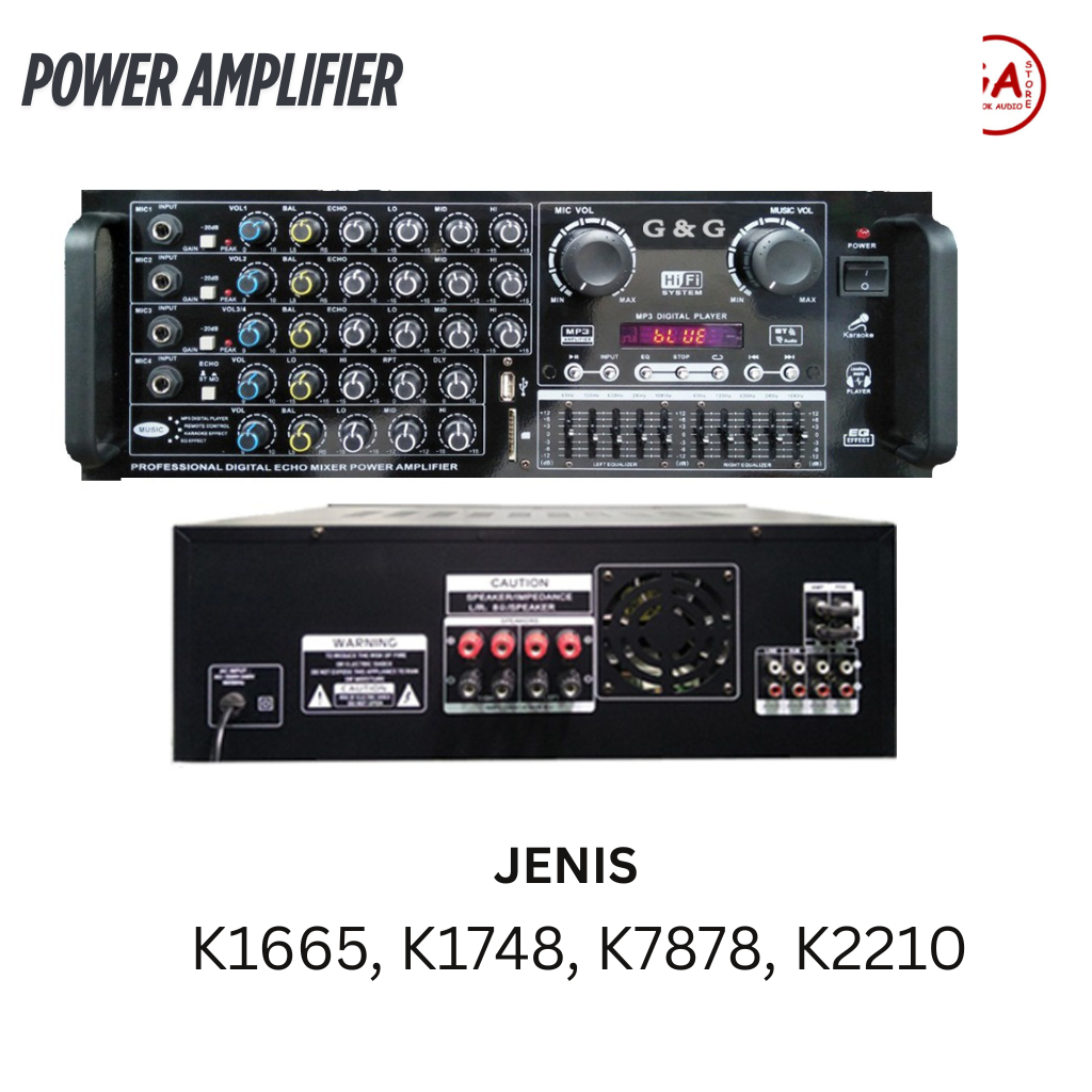 Power Ampli Amplifier GNG K7878 K2210 K1665 K1748 Bluetooth Karaoke Home Theater FM Radio | GA