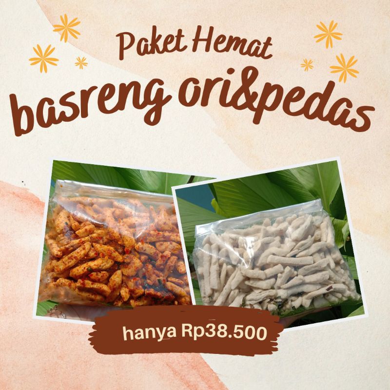 

PAKET HEMAT Basreng original+basreng pedas kemasan 500gram