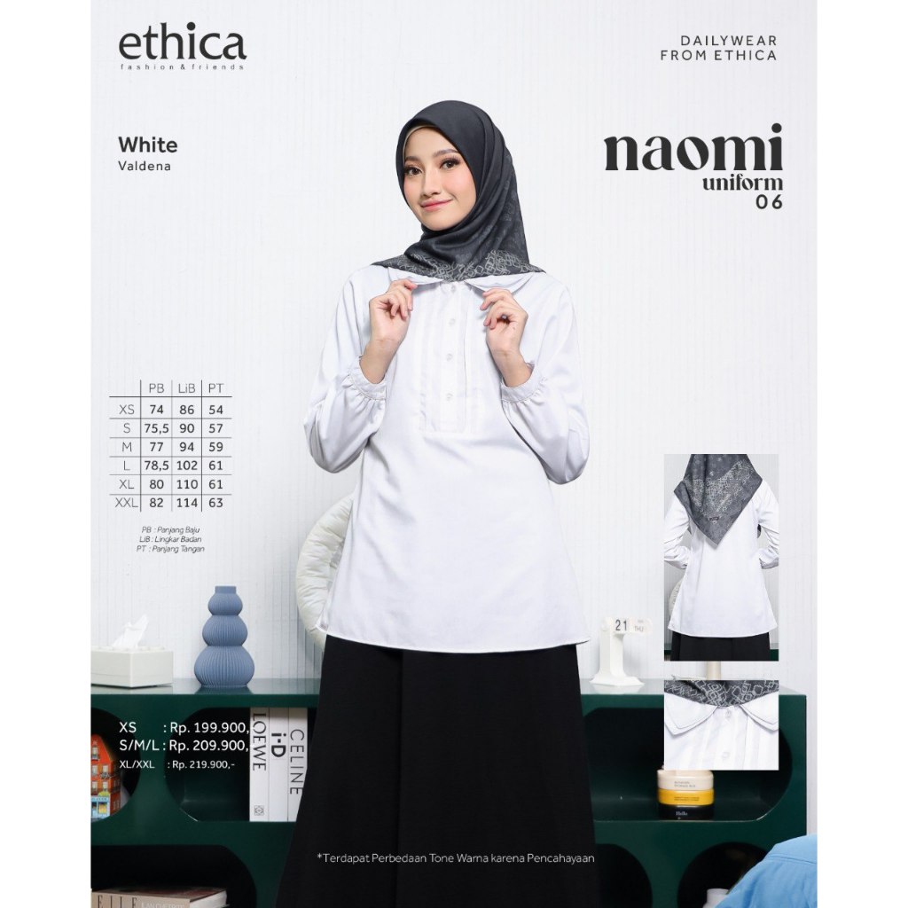 Kemeja Putih ETHICA NAOMI UNIFORM 04, 06, 08, 09 WHITE - Atasan Seragam Putih - Tunik Polos Putih OR