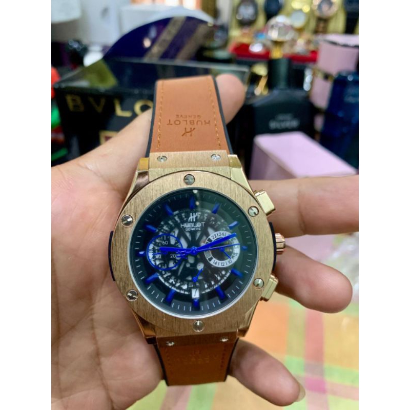 jam tangan Hublot geneve crono automatic brown gold