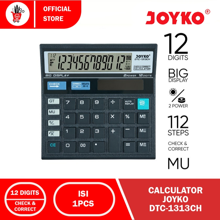 

Calculator | Kalkulator Elektronik12 Digit Joyko DTC - 1313 CH Check Correct (1PCS)