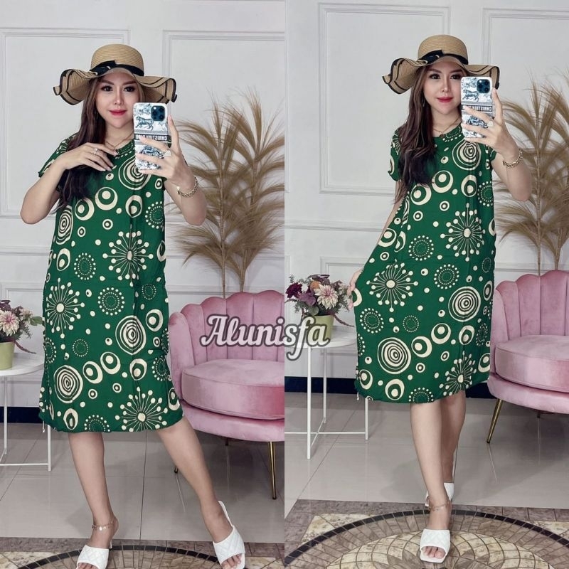 Daster Batik Motif Bali Lengan Pendek | Daster Wanita Adem & Nyaman Dipakai Harian | Baju Tidur Sant