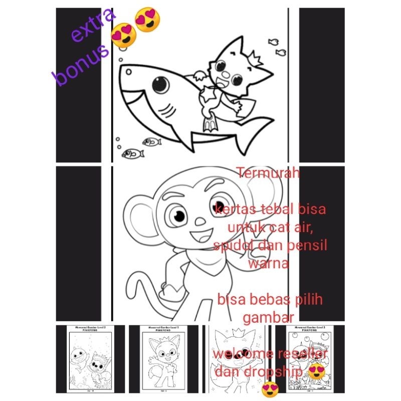 

Kertas/lembar/worksheet mewarnai A5 Murah tema finkpong
