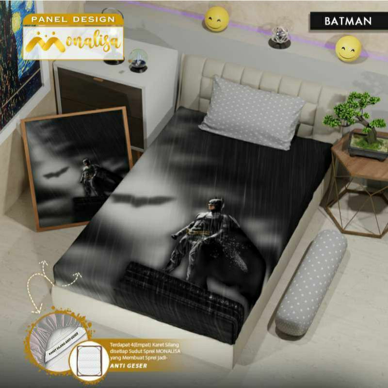 Sprei Monalisa 90x200(single)-Monalisa michio - Sprei anti geser - Batman/Robin - Captain america - 