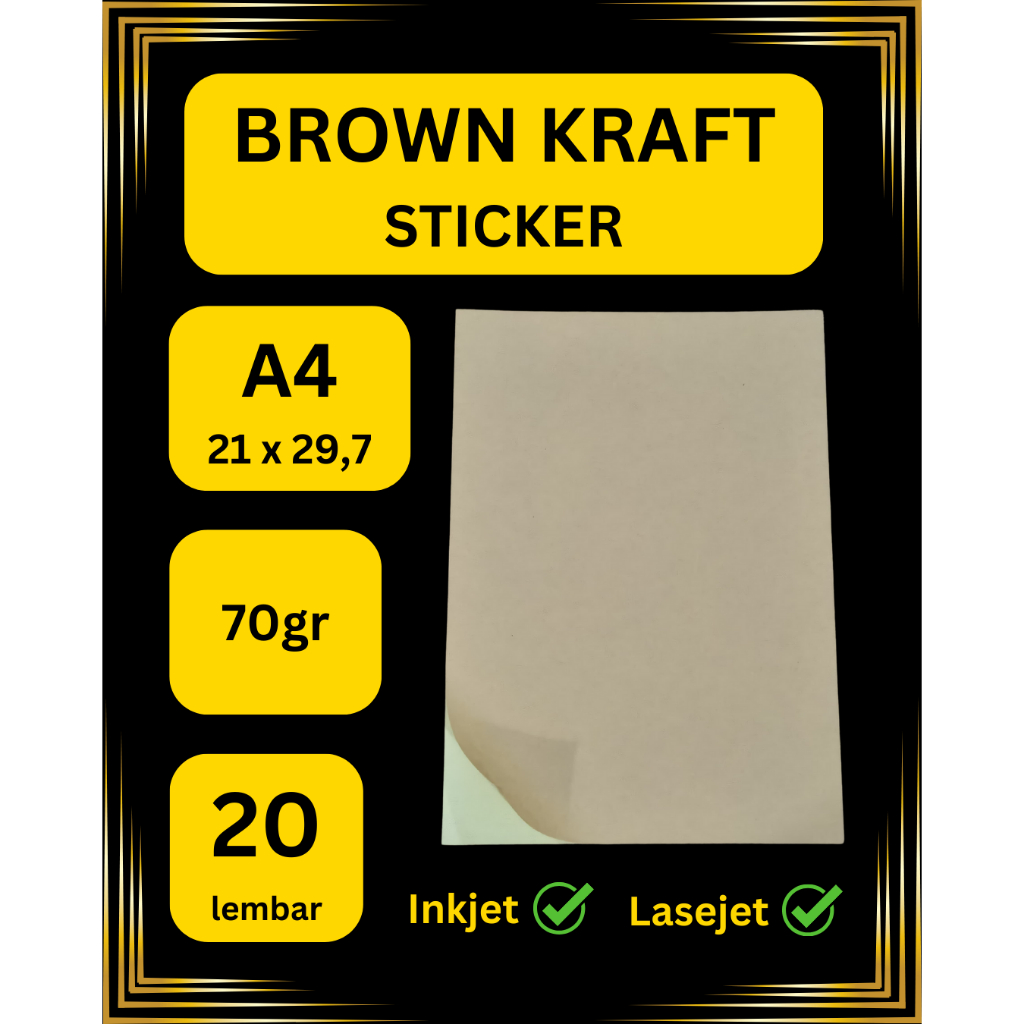 

STICKER KRAFT INKJET LASERJET A4 20 lbr Label Produk Kemasan