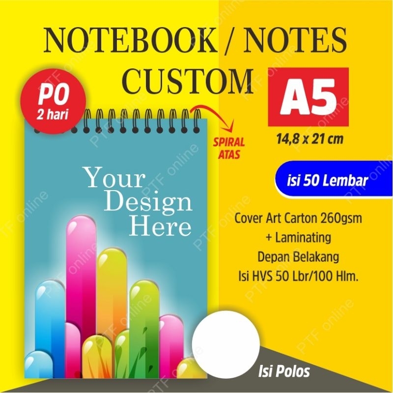 

Notebook/Notes Custom Spiral Atas Termurah isi 50,40,30 polos