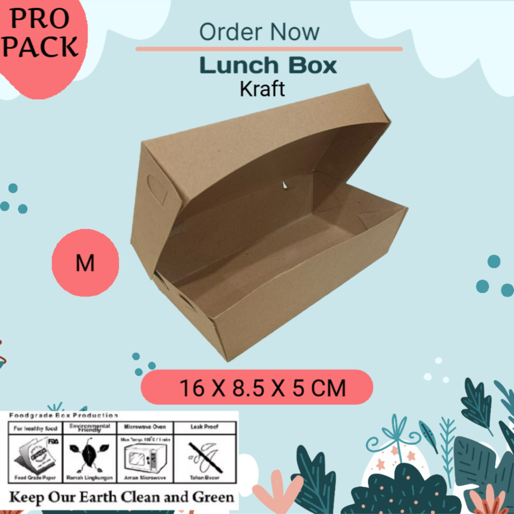

Paper Lunchbox MEDIUM Premium Kraft Coklat Laminasi FOOD GRADE, ANTI BOCOR, LAMINASI GLOSSY TEBAL (310GSM)