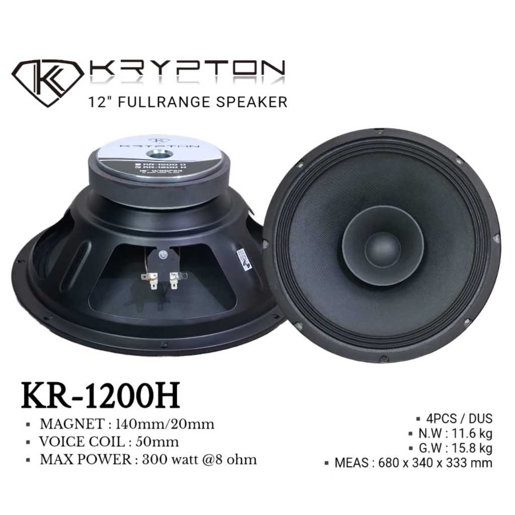 COMPONENT SPEAKER KRYPTON KR-1200H 12INCH FULL RANGE KR1200H