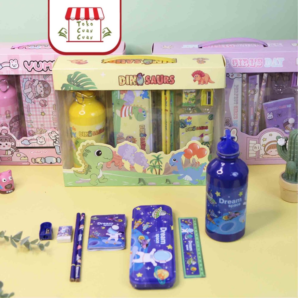 

TCC Paket Alat Tulis Lengkap Dengan Botol Minum 8in1 Paket Ulang Tahun Goodiebag Hampers Kado Birthday