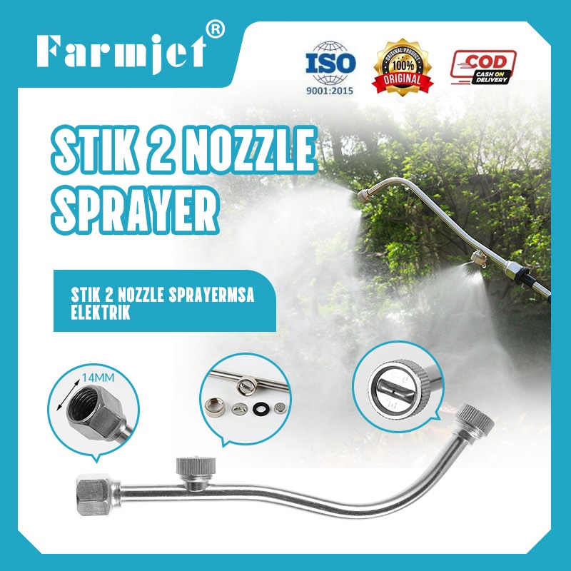 Stik 2 Nozzle Sprayer Farmjet 20cm Elektrik Stik Mesin Semprot Hama Spuyer Besi Stainless(668)