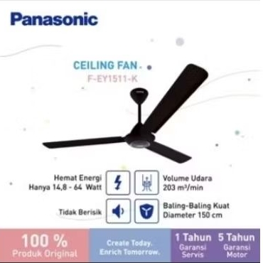 Panasonic Ceiling Fan F-EY1511-K Ceiling Fan ( HITAM ) Kipas Plafon