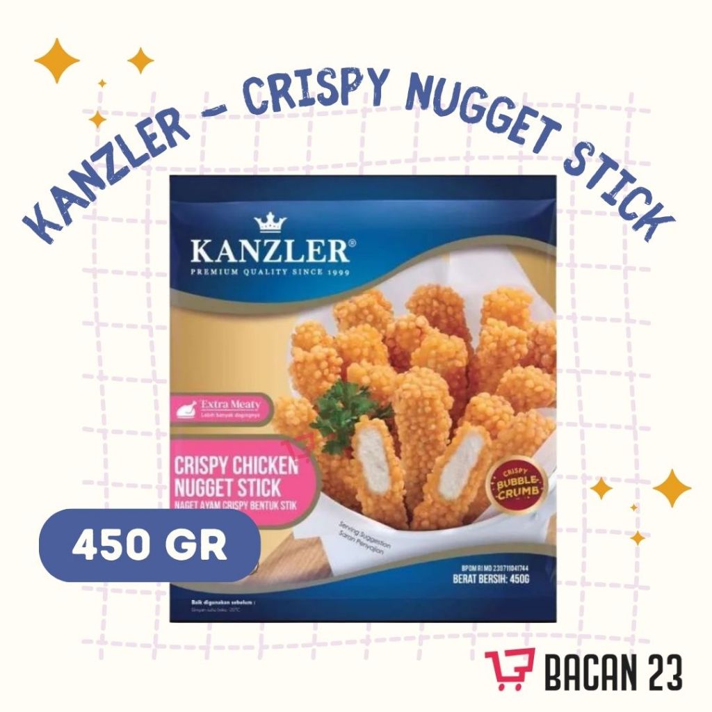 

Kanzler Crispy Chicken Nugget Stick (450 Gr) / Nugget Stick Ayam / Bacan23 - Bacan 23