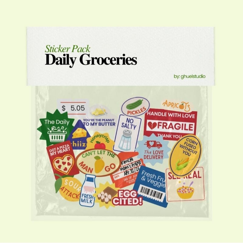 

Sticker Pack Vinyl Glossy Waterproof - Daily Groceries (20 pcs)