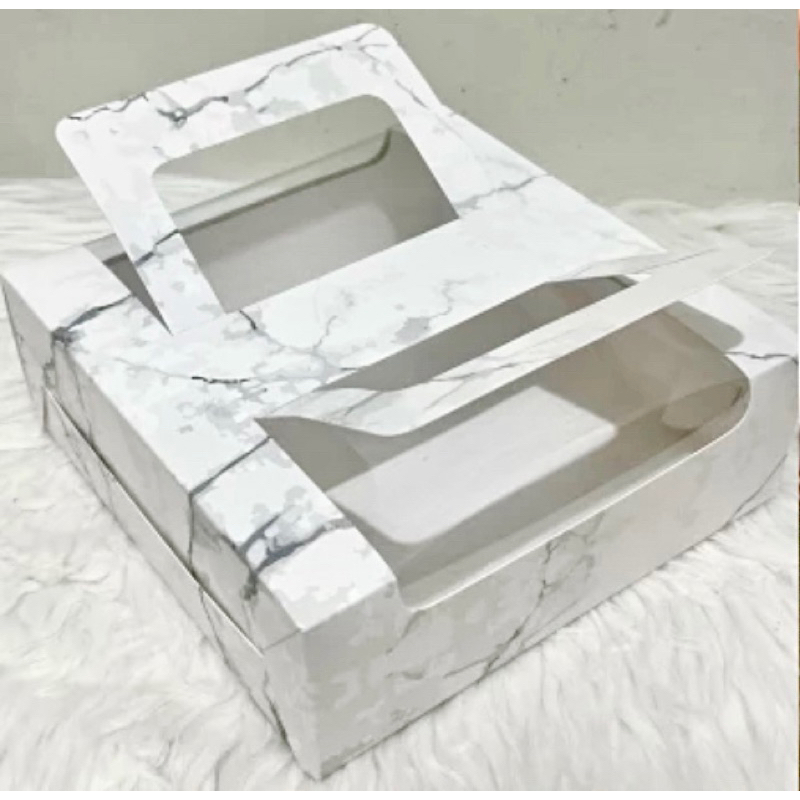 Box Kotak Snack Kue Handle Motif Marmer ~ GALERI PLASTIK FROZEN FOOD