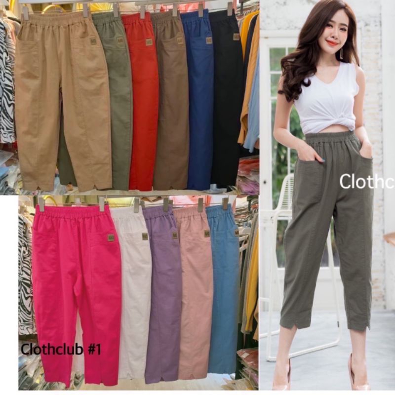 CC-532 PREEYA PANTS BANGKOK | CELANA KATUN LINEN CEWEK 7/8  IMPORT