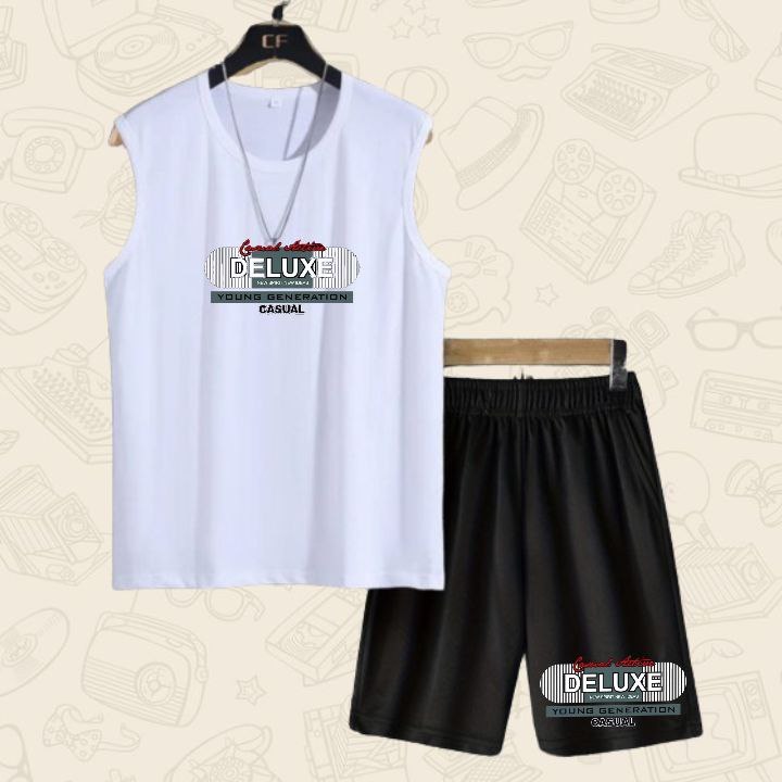 SET SINGLET PRIA / CELANA PENDEK PRIA / SINGLET PRIA KEREN / PAKAIAN KAOS DALAMAN PRIA / SET PAKAIAN