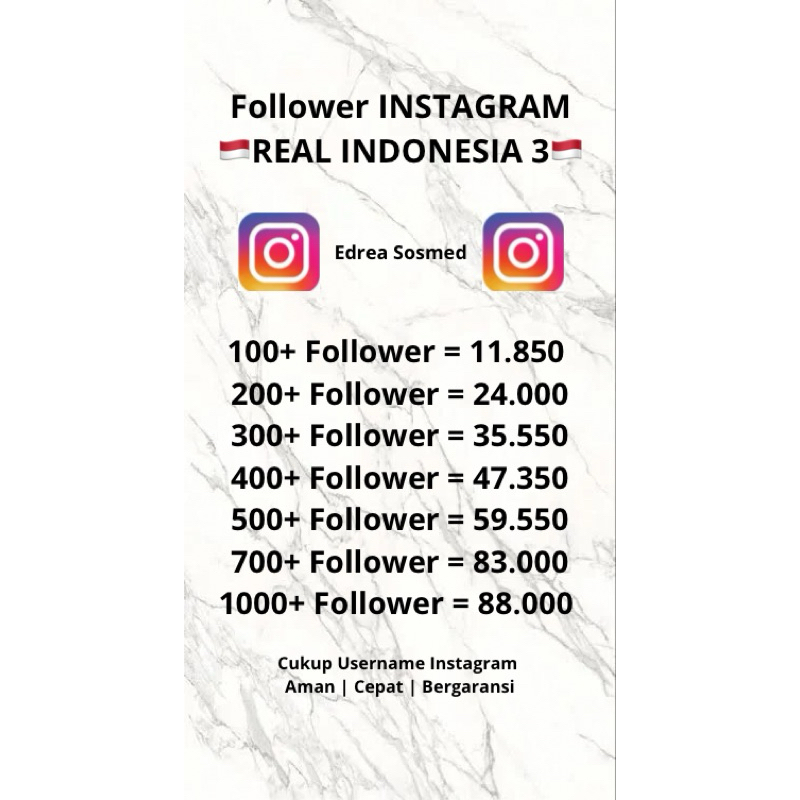 FOLLOWERS INSTAGRAM 100% REAL INDONESIA