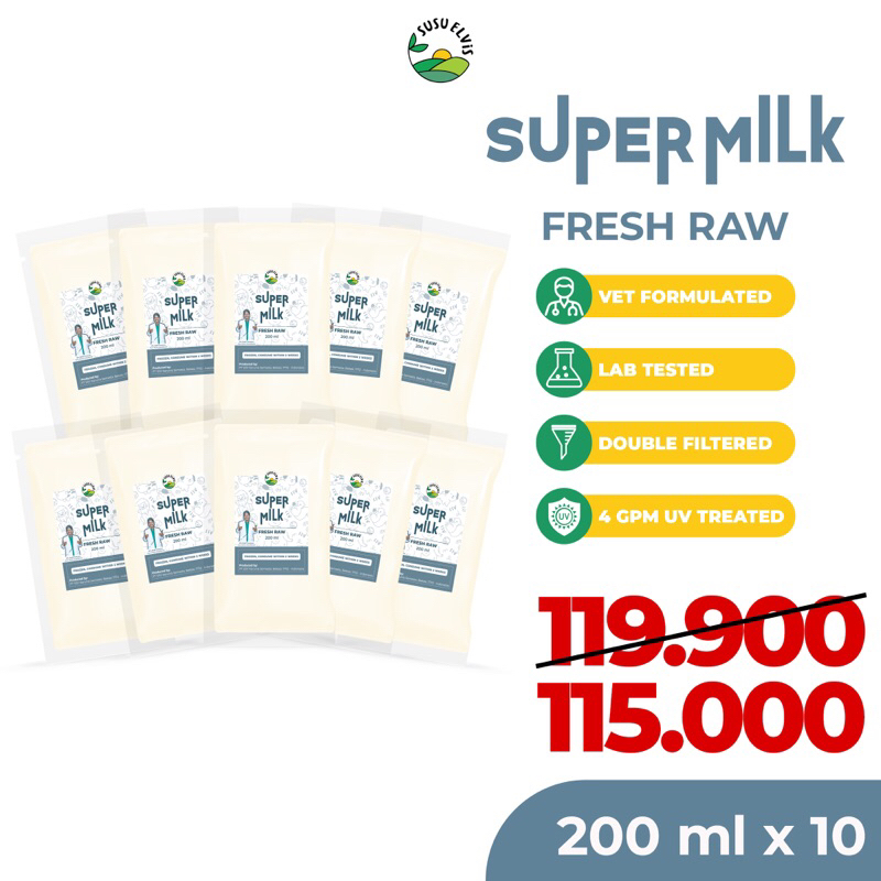 

Susu Elvis - Susu Kambing Anjing Kucing Natural - Goat Milk - Dog Cat Pet Milk - Fresh Raw Paket 200 ml - Paket 10