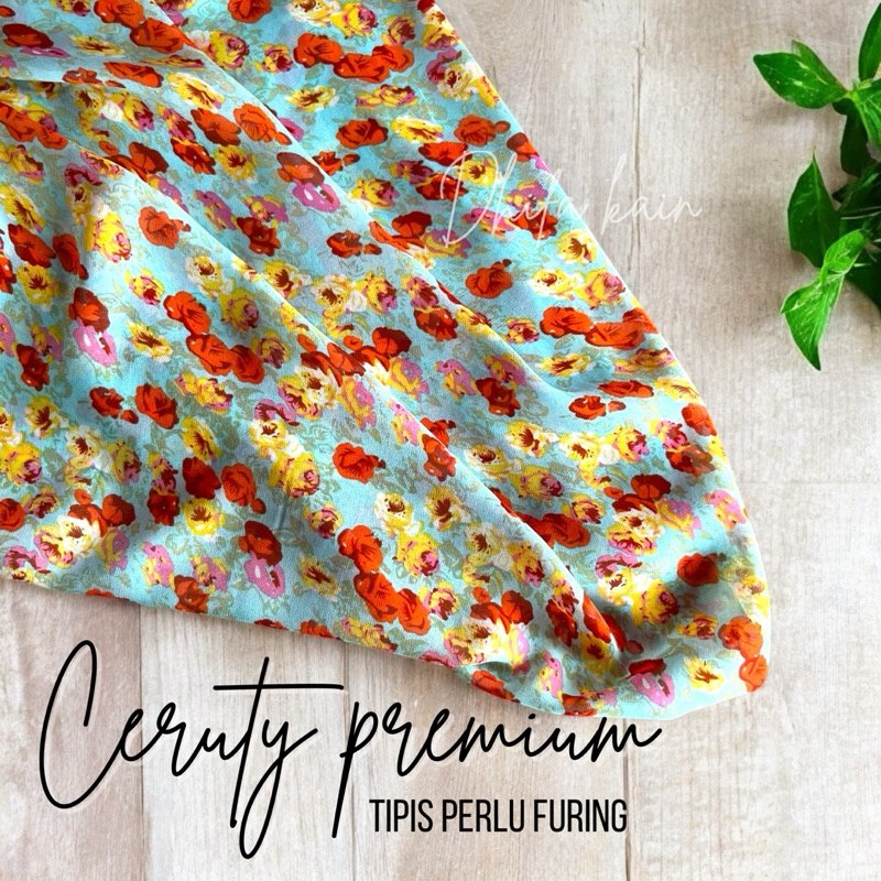 kain ceruty premium motif bunga kecil / bahan ceruti motif bunga