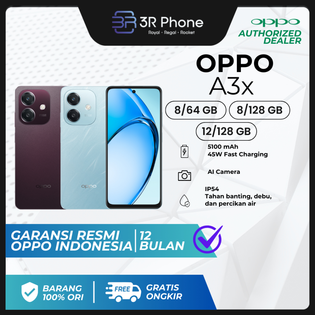 OPPO A3x 8/64 | 8/128 | 16/128 [GARANSI RESMI OPPO]