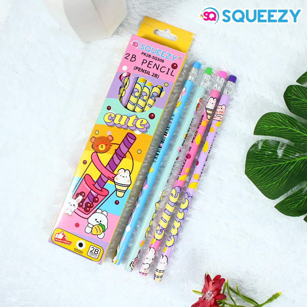 

1 LSN / 12 Pcs Pencil Squeezy PK2B-SQ308 Cute + Eraser