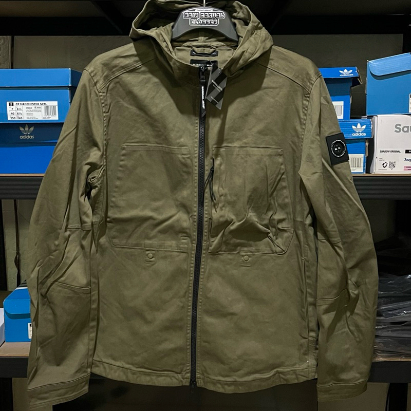 Marshall Artist Battaglia Cotton Overshirt Hood Jacket Olive