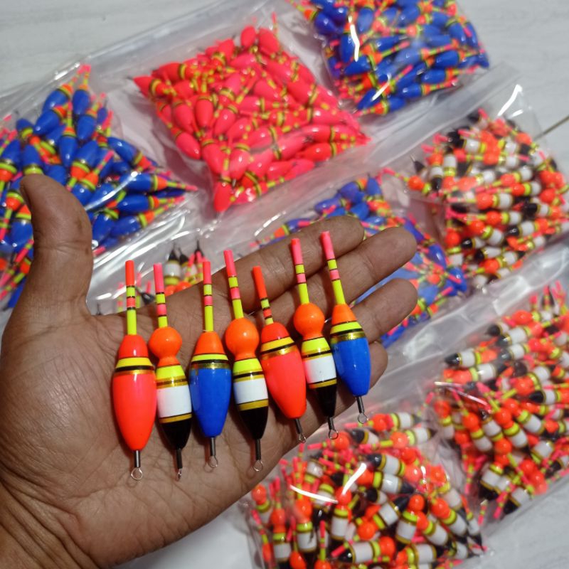 { isi 100 biji } Pelampung pancing klem Starlite kayu 7cm