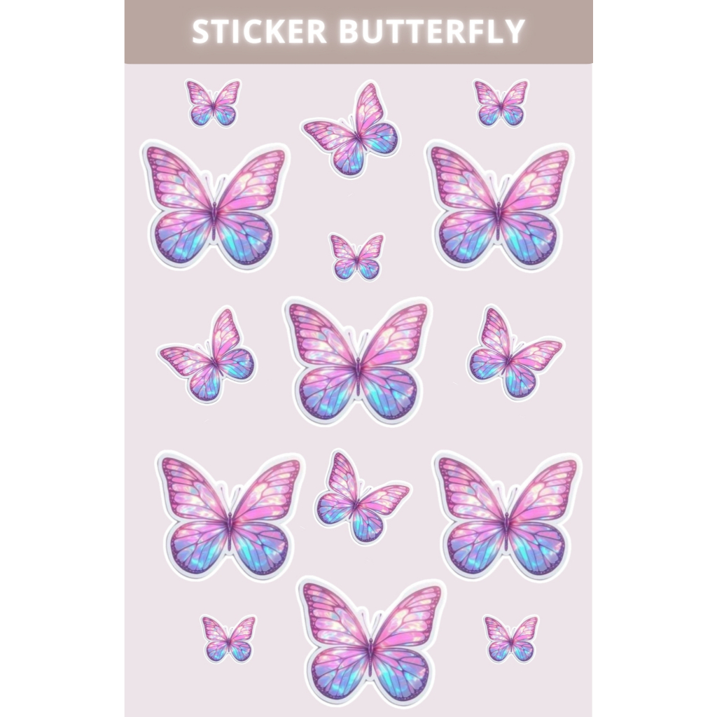 

Sticker Butterfly Custom Non Cutting 10x15cm - Sticker Aesthetic Keren untuk HP, Laptop, Helm, Motor & Barang Kesayangan - Sticker Berkualitas dan Mudah Dipasang
