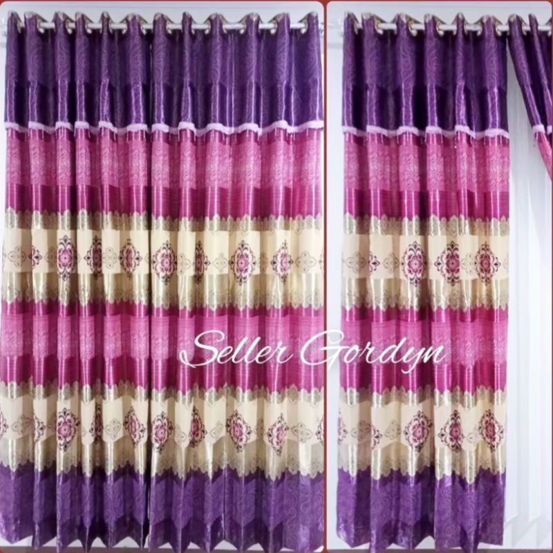 gorden blackout poni gabung gorden pintu jendela minimalis motif batik