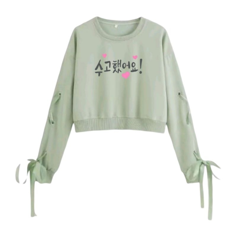 Sweater Hoodie crop Anak Perempuan 2-12 tahun.