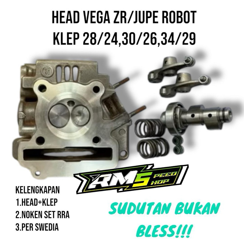 HEAD/KOP VEGA ZR,JUPITER ROBOT SUDUTAN 28/24,30/26,34/29 FREE KLEP
