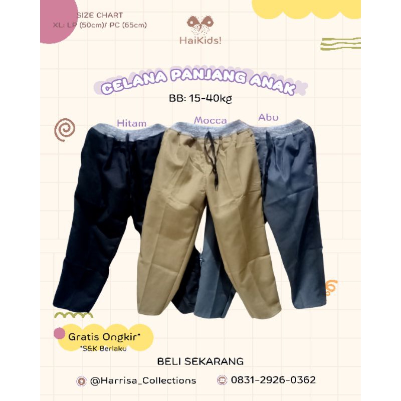 PROMO 10.10 | CELANA PANJANG CHINOS ANAK/ USIA 7-8 TAHUN/ CHINOS KATUN DRILL