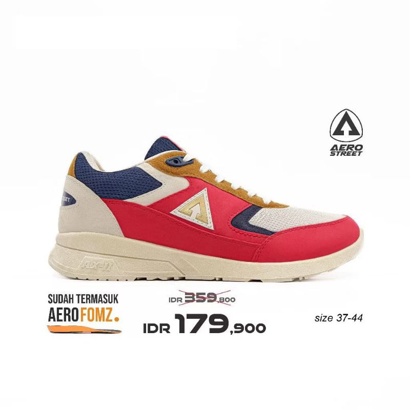 Aerostreet 37-44 Osaka Krem Merah Navy - sepatu sneakers sport
