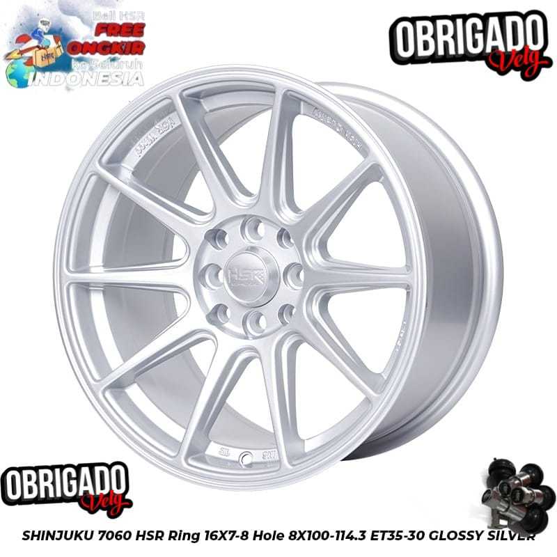 Velg Racing Celong Ring 16 HSR SHINJUKU 7060 HSR Lebar 7/8 Inch + Ban 195 50 R16 PHI-R
