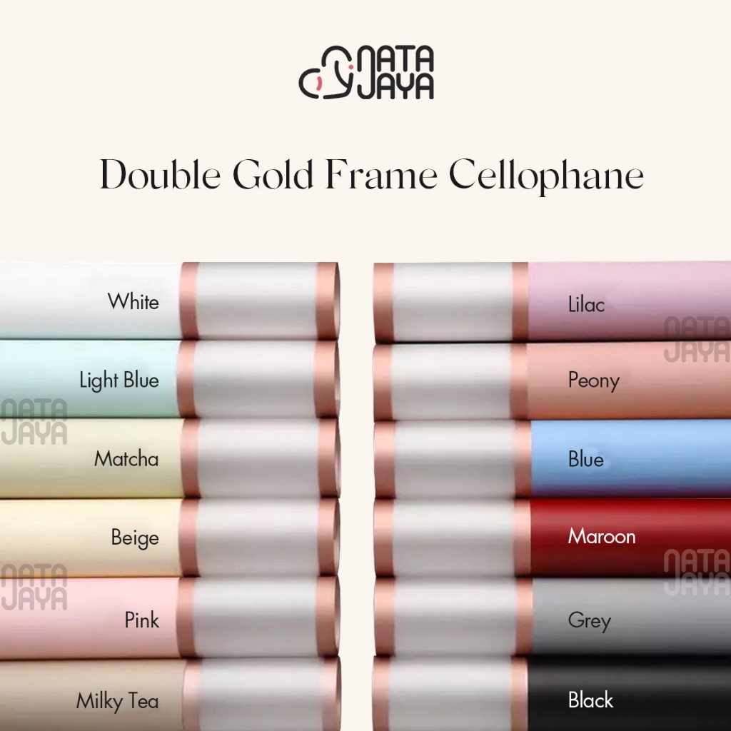 

Kertas Cellophane Paper (DOUBLE GOLD FRAME) Kertas Cello Buket Bunga / Flower Wrapping Bucket Murah untuk Bouquet Snack Uang