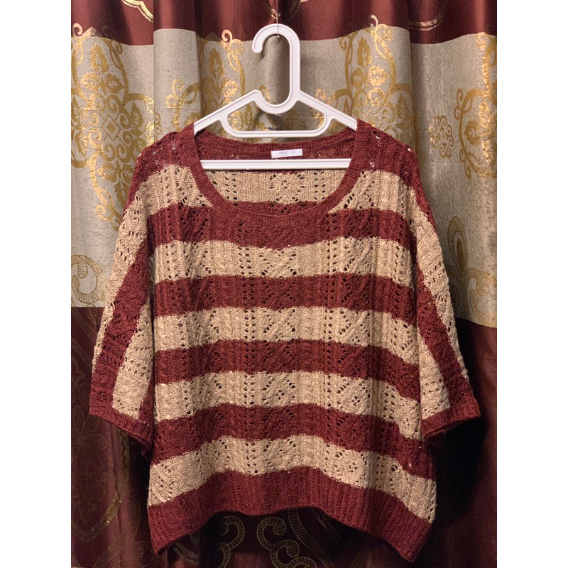 brand Cinema club - preloved baju / outer rajut jaring kepang salur model batwing