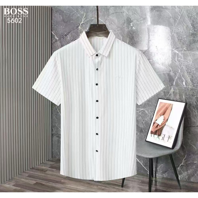 Kemeja pria casual branded B putih #03 mirror quality